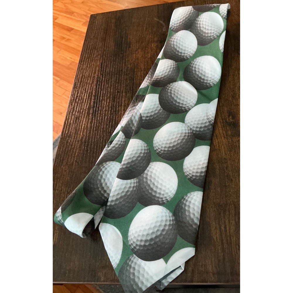 Vintage Ralph Marlin 1995 Just Balls Golf Tie Mens Green Novelty Sports USA Made